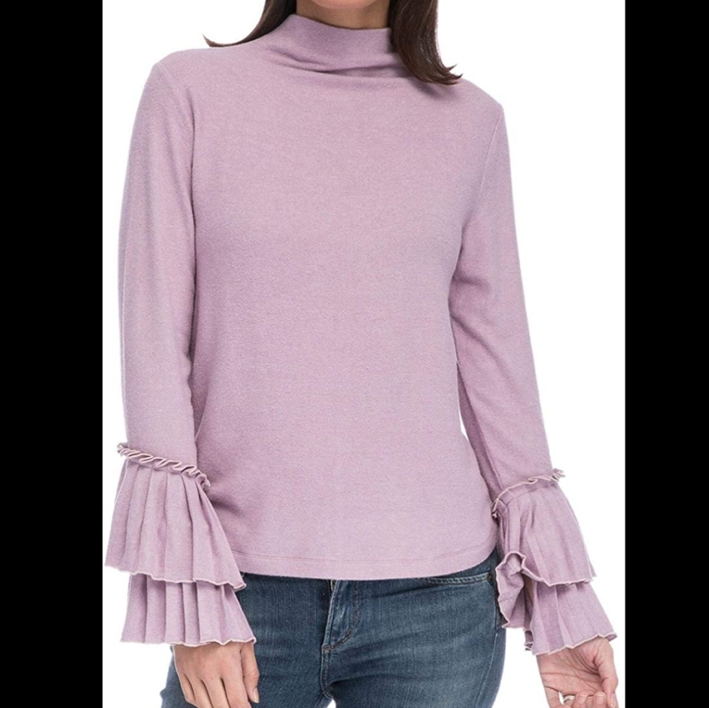 Bobeau Pleated Ruffle Sleeve Sweater S NWT - Picture 1 of 9